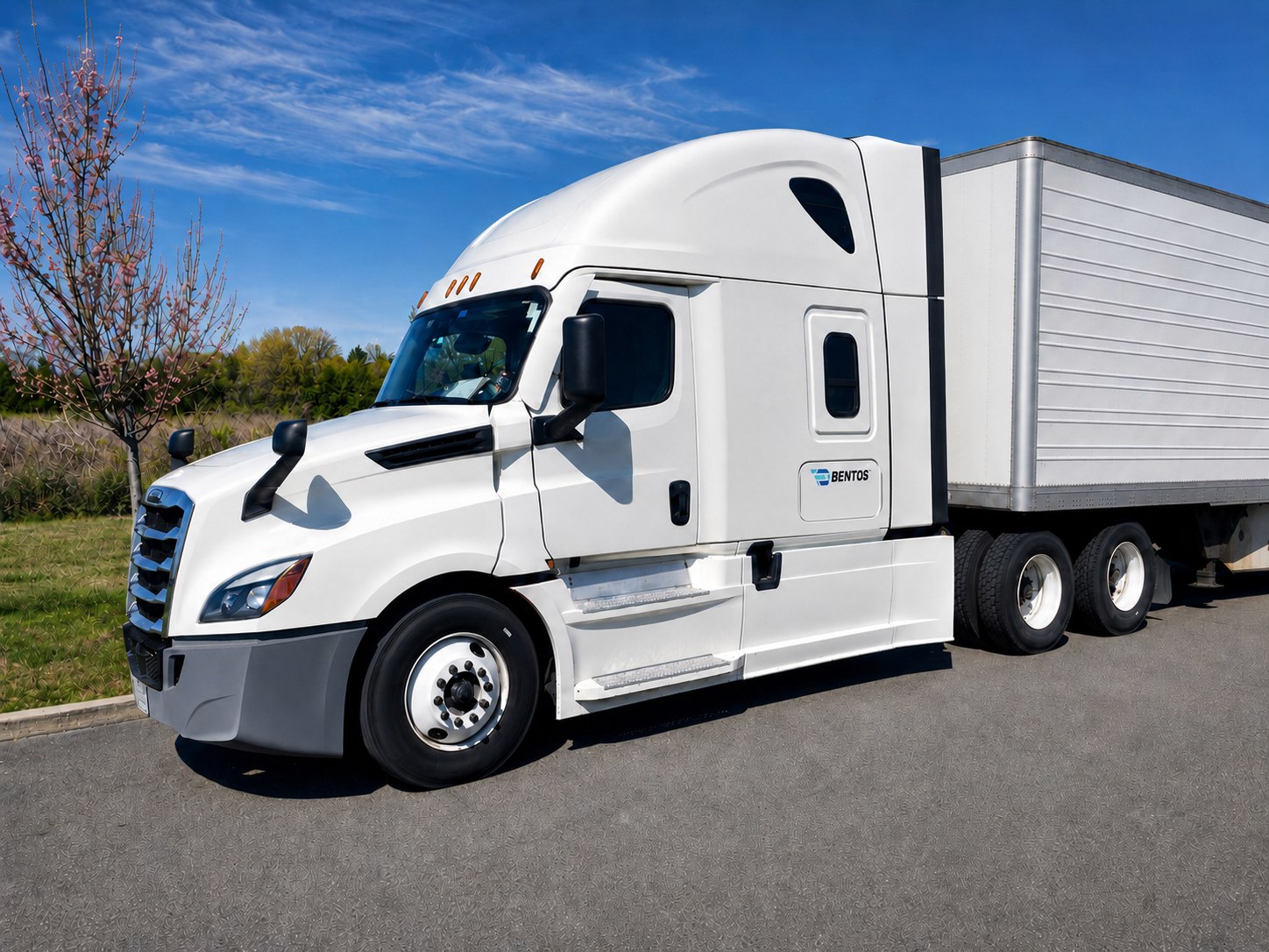BENTOS Freightliner with reefer trailer on the road